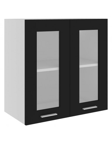 Mobile Pensile con Vetro Nero 60x31x60 cm in Legno Multistrato