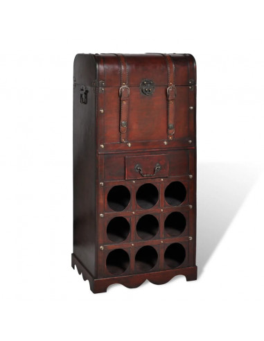 Bottigliera in Legno per 9 Bottiglie con Contenitore