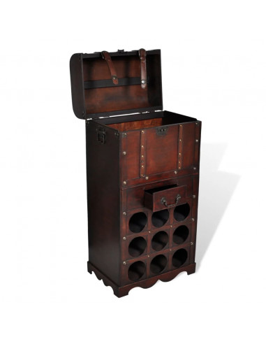 Bottigliera in Legno per 9 Bottiglie con Contenitore