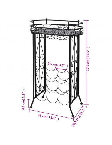 Struttura Portavini con Supporto 9 Bottiglie di Vino in Metallo