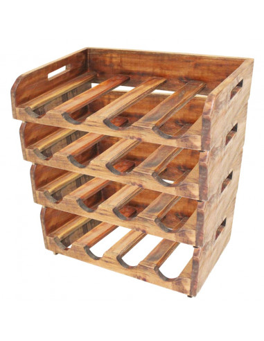 Set Portavini 4pz per 16 Bottiglie in Legno Massello Recuperato