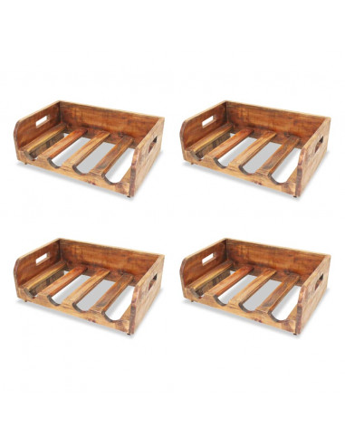Set Portavini 4pz per 16 Bottiglie in Legno Massello Recuperato