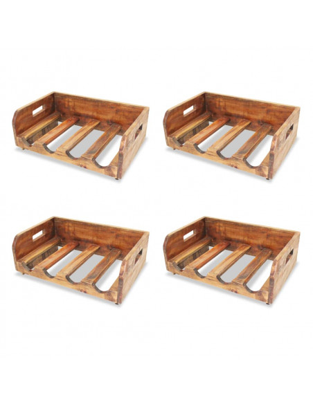 Set Portavini 4pz per 16 Bottiglie in Legno Massello Recuperato