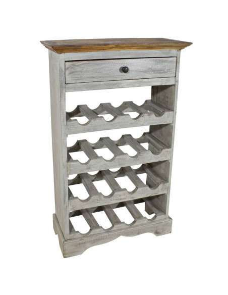 Portavini in Legno Massello Recuperato 55x23x85 cm