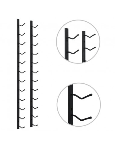 Portavini da Parete per 12 Bottiglie Nero in Ferro