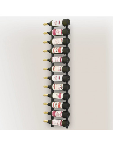 Portavini da Parete per 12 Bottiglie Nero in Ferro