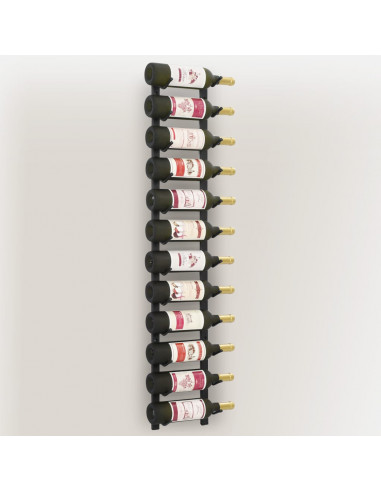 Portavini da Parete per 12 Bottiglie Nero in Ferro