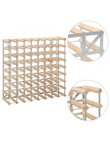 Portavini da 72 Bottiglie in Legno Massello di Pino