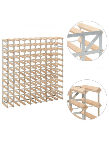 Portavini da 120 Bottiglie in Legno Massello di Pino