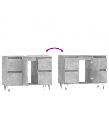 Armadietto da Bagno Grigio Cemento 80x33x60cm Legno Multistrato