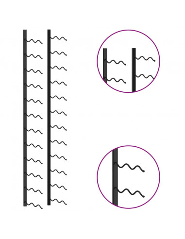 Portavini da Parete per 24 Bottiglie Nero in Ferro