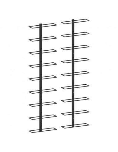 Portavini da Parete per 18 Bottiglie 2 pz Nero in Ferro