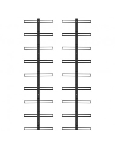 Portavini da Parete per 18 Bottiglie 2 pz Nero in Ferro