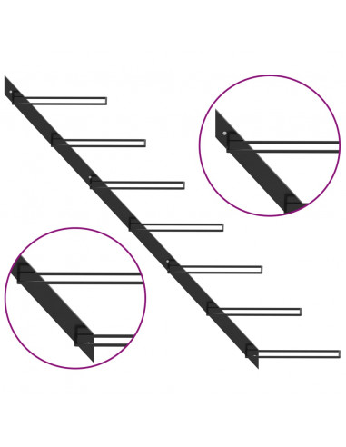 Portavini da Parete per 7 Bottiglie Nero in Metallo