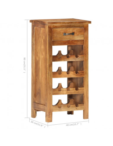 Mobiletto Portavini 40x30x80 cm in Legno Massello di Acacia