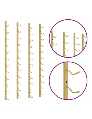 Portavini da Parete per 12 Bottiglie 2 pz Oro in Ferro