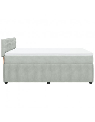 Giroletto a Molle con Materasso Grigio Chiaro 160x200cm Velluto