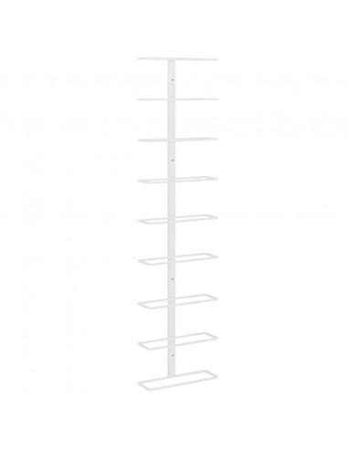 Portavini da Parete per 9 Bottiglie Bianco in Ferro