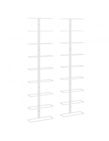 Portavini da Parete per 9 Bottiglie 2 pz Bianco in Ferro