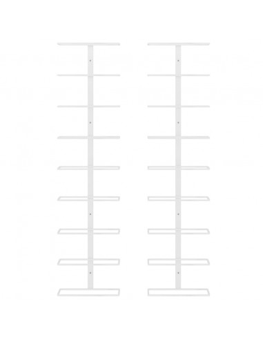 Portavini da Parete per 9 Bottiglie 2 pz Bianco in Ferro