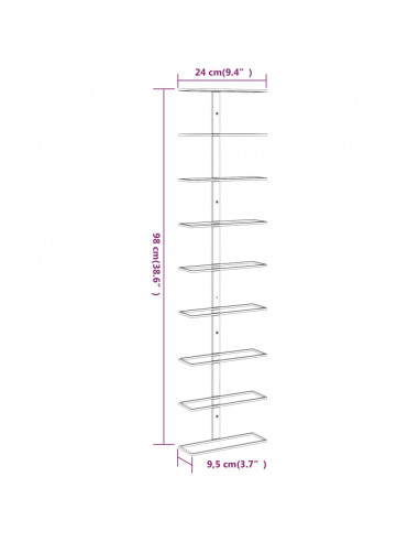 Portavini da Parete per 9 Bottiglie 2 pz Dorato in Ferro