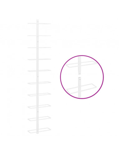 Portavini da Parete per 10 Bottiglie Bianco in Metallo