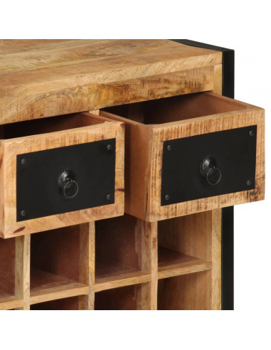 Portabottiglie per 16 Bottiglie in Legno Massello di Mango