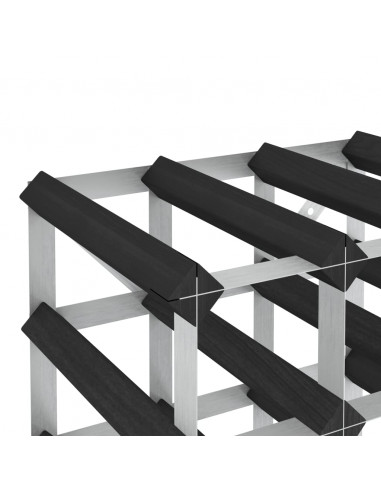 Portavini da 12 Bottiglie Nero in Legno Massello di Pino