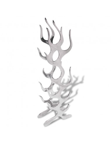 Cremagliera a Forma di Fiamma 9 Bottiglie in Alluminio Argento