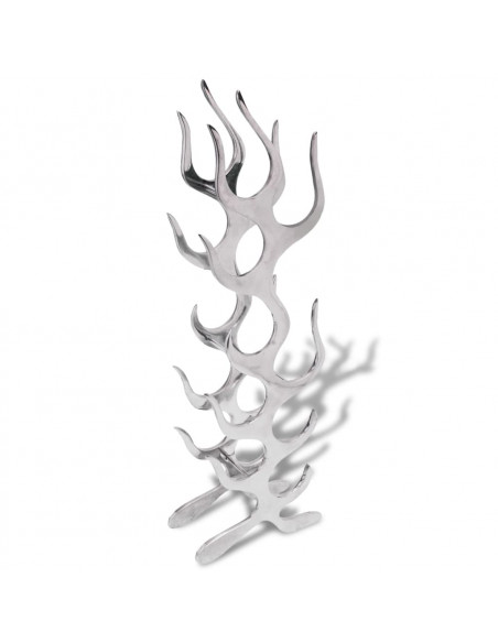 Cremagliera a Forma di Fiamma 9 Bottiglie in Alluminio Argento
