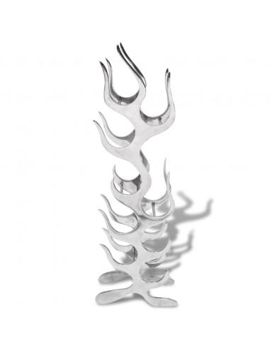 Cremagliera a Forma di Fiamma 9 Bottiglie in Alluminio Argento