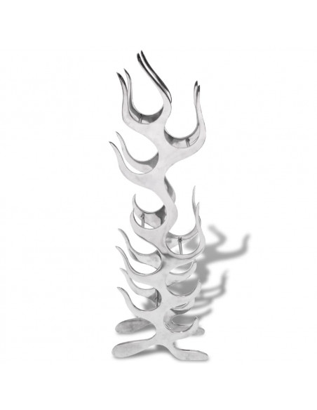 Cremagliera a Forma di Fiamma 9 Bottiglie in Alluminio Argento