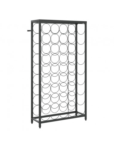 Portavini da 45 Bottiglie Nero 54x18x100cm in Ferro Battuto