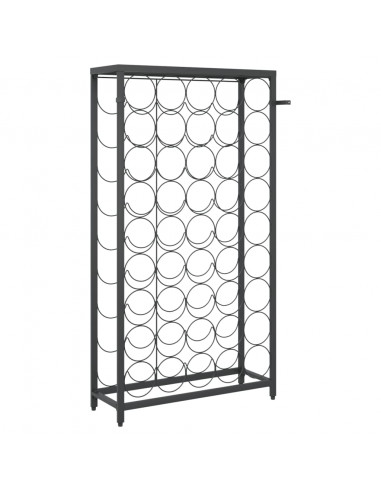 Portavini da 45 Bottiglie Nero 54x18x100cm in Ferro Battuto