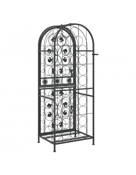 Portavini da 41 Bottiglie Nero 45x36x120cm in Ferro Battuto