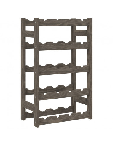 Portabottiglie per 20 Bottiglie Grigio Legno Massello di Pino