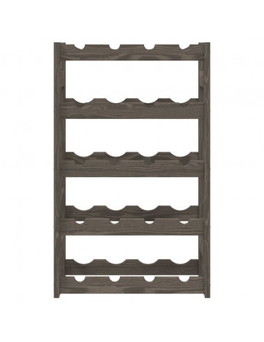 Portabottiglie per 20 Bottiglie Grigio Legno Massello di Pino