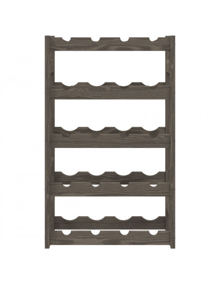 Portabottiglie per 20 Bottiglie Grigio Legno Massello di Pino