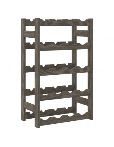 Portabottiglie per 20 Bottiglie Grigio Legno Massello di Pino