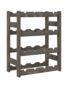 Portabottiglie per 16 Bottiglie Grigio Legno Massello di Pino 2