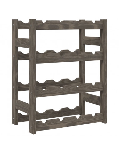 Portabottiglie per 16 Bottiglie Grigio Legno Massello di Pino