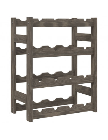 Portabottiglie per 16 Bottiglie Grigio Legno Massello di Pino