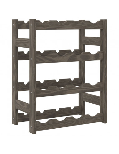 Portabottiglie per 16 Bottiglie Grigio Legno Massello di Pino