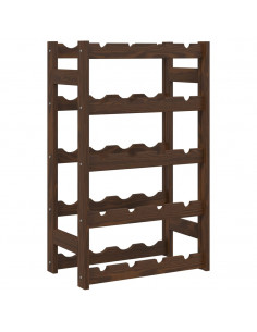 Portabottiglie per 20 Bottiglie Marrone Legno Massello di Pino 2