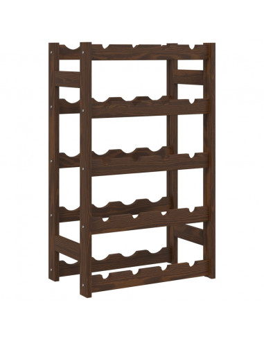 Portabottiglie per 20 Bottiglie Marrone Legno Massello di Pino