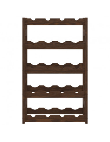 Portabottiglie per 20 Bottiglie Marrone Legno Massello di Pino