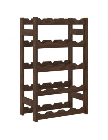 Portabottiglie per 20 Bottiglie Marrone Legno Massello di Pino