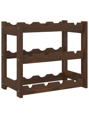 Portabottiglie per 12 Bottiglie Marrone Legno Massello di Pino
