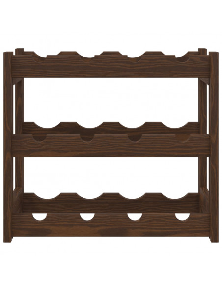 Portabottiglie per 12 Bottiglie Marrone Legno Massello di Pino