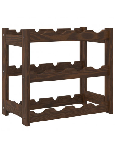 Portabottiglie per 12 Bottiglie Marrone Legno Massello di Pino